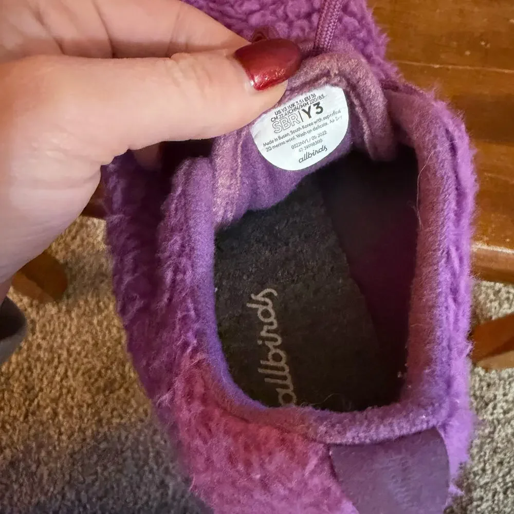 Allbirds Wool Runners Up Faux Sherpa Fuzzy Purple Lace Up Sneakers youth 3